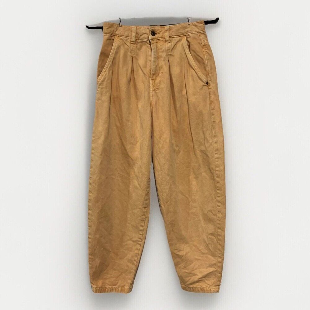 Zara Jeans Size 2 Orange Mom High Rise Pleated Slouchy Barrel Balloon Leg‎ Denim